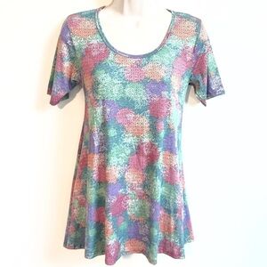 Lularoe scoop neck short sleeve hi low side slit tunic top XXS